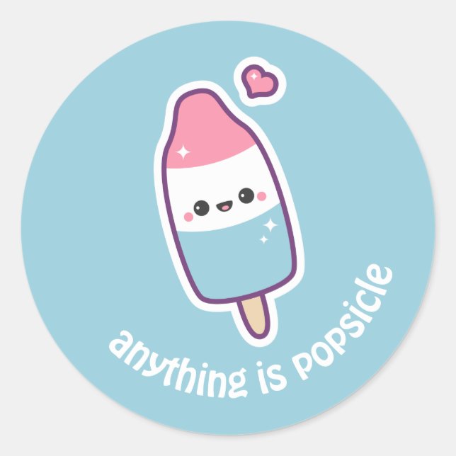 Cute Funny Popsicle Classic Round Sticker (Front)