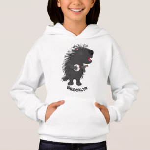 Cute funny porcupine playing banjo cartoon