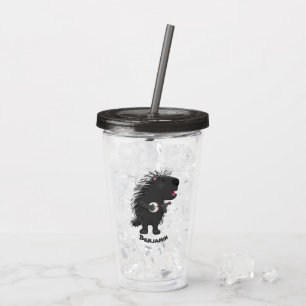 Cute funny porcupine playing banjo cartoon acrylic tumbler