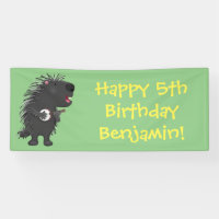 Cute funny porcupine playing banjo cartoon