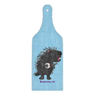 Cute funny porcupine playing banjo cartoon cutting board