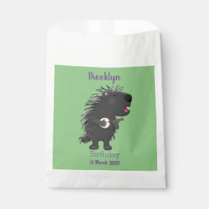 Cute funny porcupine playing banjo cartoon favour bags
