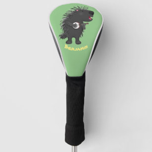 Cute funny porcupine playing banjo cartoon golf head cover
