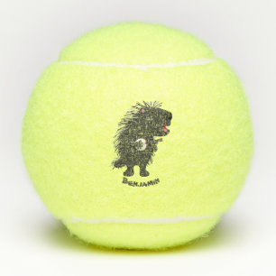 Cute funny porcupine playing banjo cartoon tennis balls