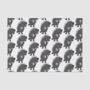 Cute funny porcupine playing banjo cartoon tissue paper