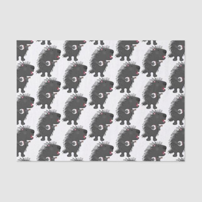 Cute funny porcupine playing banjo cartoon tissue paper (Front)