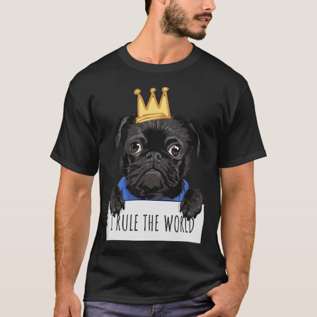 Cute Funny Pug King - I Rule The World Essential   T-Shirt (Front)