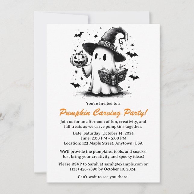 Cute & Funny Pumpkin Carving  Invitation (Front)