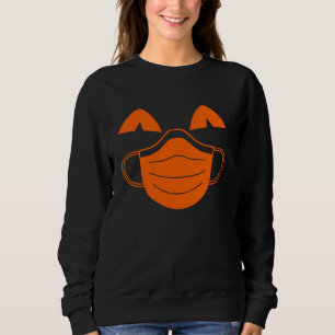 Cute Funny Pumpkin Face Wearing A Facemask Hallowe Sweatshirt