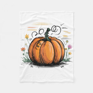 Cute Funny Pumpkin For Halloween And Thanksgiving  Fleece Blanket