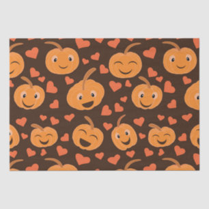 Cute funny pumpkins pattern with heart shapes Tissue Paper