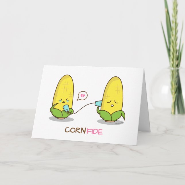Cute Funny Punny Corn Confide Best Friend Card (Front)
