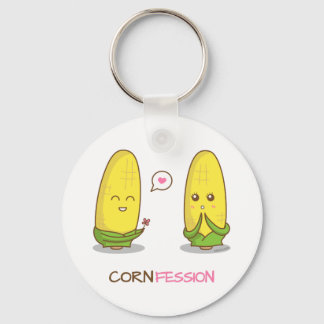 Cute Funny Punny Corn Love Confession Key Ring