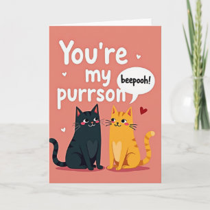 Cute Funny Purrson Cat Love Card