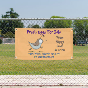 Cute funny quail cartoon eggs for sale sign