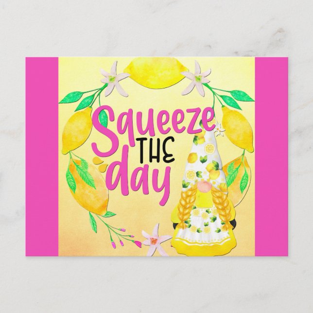 Cute Funny Quote Gnome Lemons Postcard (Front)