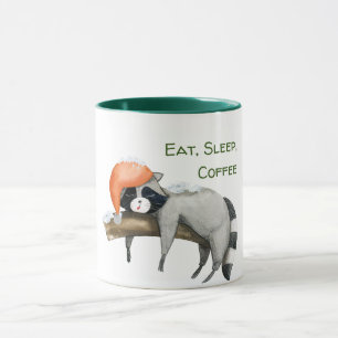 Cute Funny Racoon Christmas Two-Tone Coffee Mug