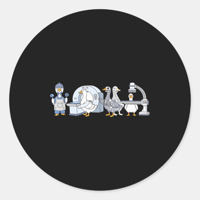 Cute funny radiologic technologist gooses tech classic round sticker (Front)