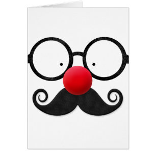 Cute funny red nose round black glasses moustache