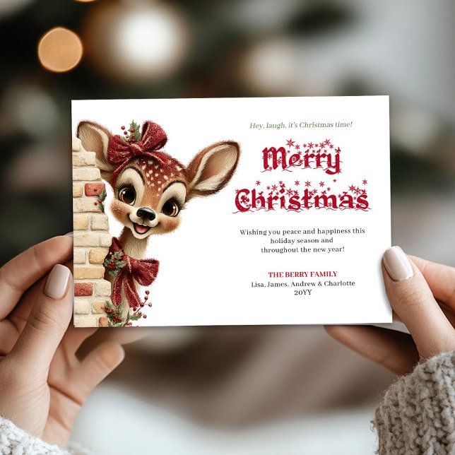 Cute Funny Reindeer Cartoon Holiday Greeting Card (Cute Funny Reindeer Cartoon Holiday Greeting Card

)