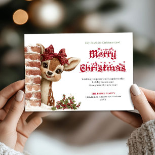 Cute Funny Reindeer Kids Cartoon Watercolor Cards