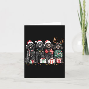 Cute Funny Reindeer Santa Black Goldendoodle Dogs Card