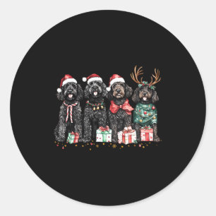 Cute Funny Reindeer Santa Black Goldendoodle Dogs  Classic Round Sticker