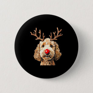 Cute Funny Reindeer Santa Goldendoodle Christmas T 6 Cm Round Badge