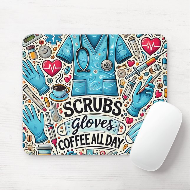Cute/Funny RN Nurse Mouse Pad (With Mouse)