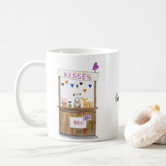 Cute Funny Sad Opossum Kissing Booth Custom Name Coffee Mug