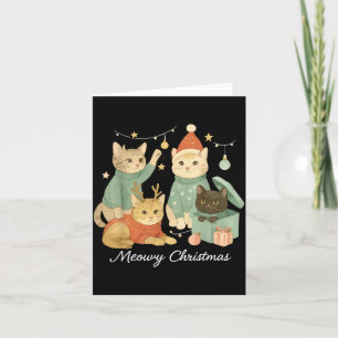 Cute Funny Santa Cat Lovers Kitten Meowy Christmas Card
