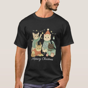 Cute Funny Santa Cat Lovers Kitten Meowy Christmas T-Shirt