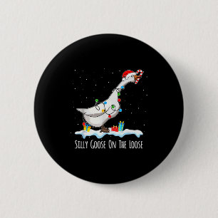 Cute Funny Santa Duck Silly Goose On The Loose Chr 6 Cm Round Badge