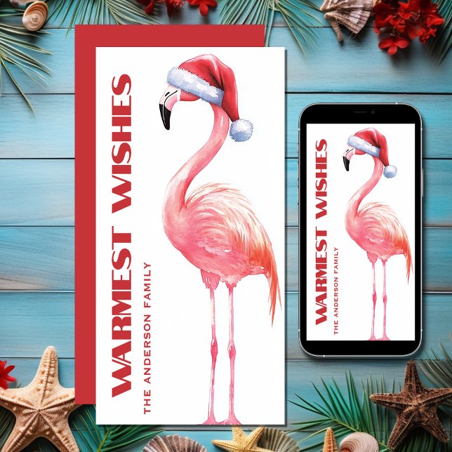 Cute Funny Santa Flamingo Tropical Beach Christmas Holiday Card (Cute Funny Santa Flamingo Tropical Beach Christmas Holiday Card)