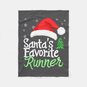 Cute Funny Santa's Favorite Runner Christmas Run H Fleece Blanket