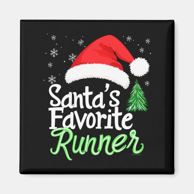 Cute Funny Santa's Favorite Runner Christmas Run H Magnet (Front)
