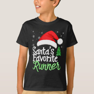Cute Funny Santa's Favorite Runner Christmas Run H T-Shirt