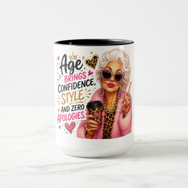 Cute/Funny/Sassy Age Brings Confidence Mug (Center)