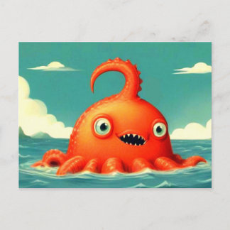 Cute Funny Sea Monster Postcard