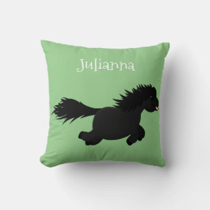 Cute funny Shetland pony cartoon illustration Cushion