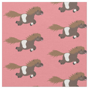 Cute funny Shetland pony cartoon illustration Fabric