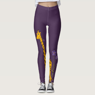 Cute Funny Skating Cartoon Giraffe Leggings