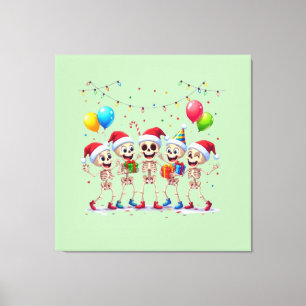 Cute Funny Skeletons Christmas & New Year Celebrat Canvas Print