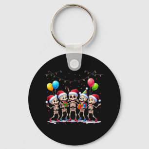 Cute Funny Skeletons Christmas & New Year Celebrat Key Ring