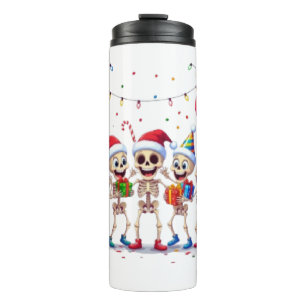 Cute Funny Skeletons Christmas & New Year Celebrat Thermal Tumbler