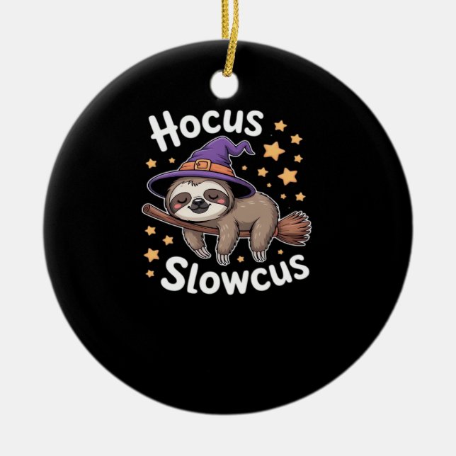 Cute Funny Sloth Halloween Essential T-Shirt Ceramic Tree Decoration (Front)