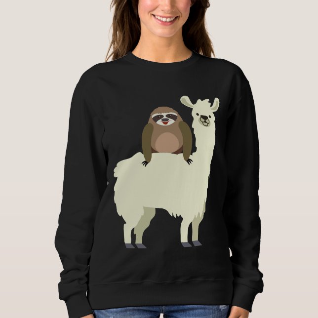 Cute   Funny Sloth Riding Llama 32 Sweatshirt (Front)