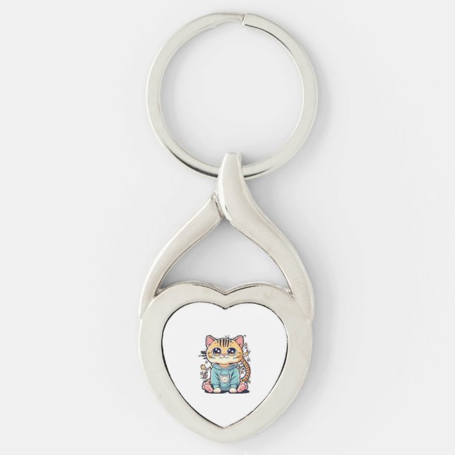 Cute funny small kitten Chiffon Top Key Ring (Front)