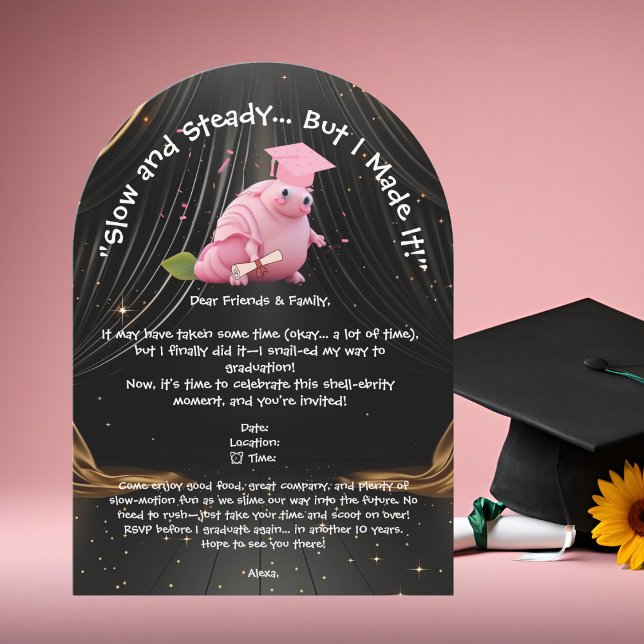 Cute Funny Snail Photo Graduation Party  Invitation (Creator Uploaded)