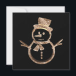 Cute Funny Snowman Modern Black and Gold Christmas Holiday Card<br><div class="desc">Custom Christmas Card,  Cute Funny Snowman Modern Black and Gold Faux Gold Faux Glitter Elegant Holiday Greeting Christmas Card, </div>